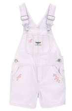 Oshkosh B'gosh 4t Girls Floral Embroidered Purple White Stripe Overall shorts