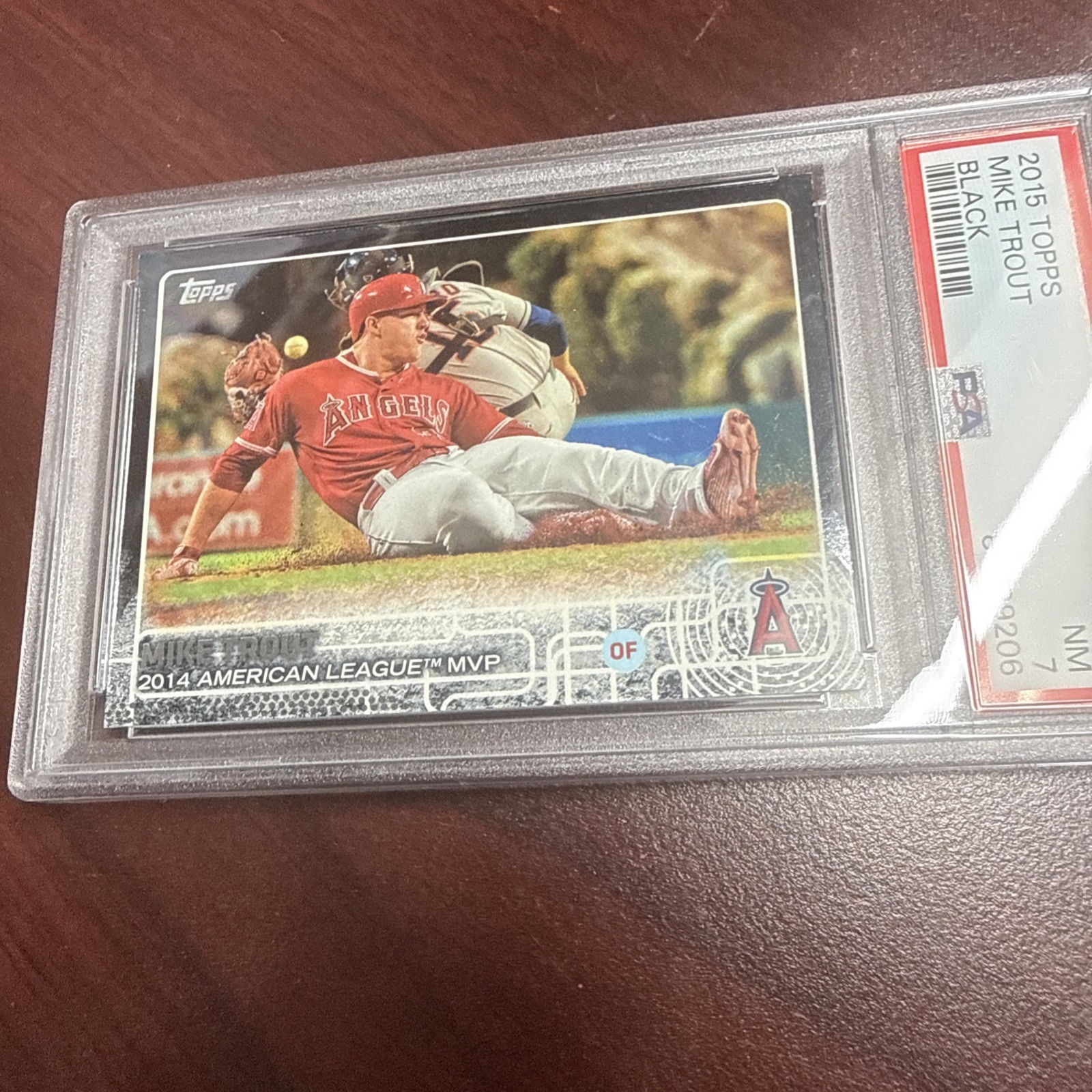 MIKE TROUT 2015 Topps #510 Black Border #/64 Angels PSA 7 MVP view 3