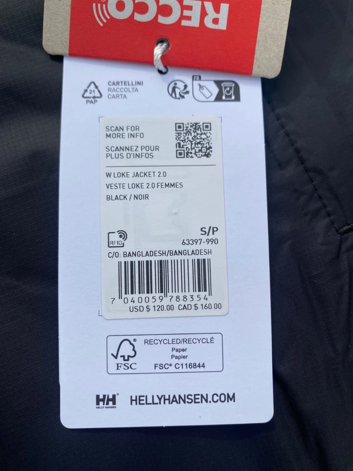 Chaqueta de lluvia para mujer Helly Hansen Loke NEGRA $120, talla: S Foto 2 de 4