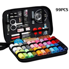 99Pcs Portable Sewing Box Kit Home Travel Sewing Threads Scissors Needles Set
