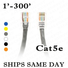 Cat5e GRAY Ethernet Cable LAN Network Patch UTP 24AWG w RJ45 ends 1-300 ft lot