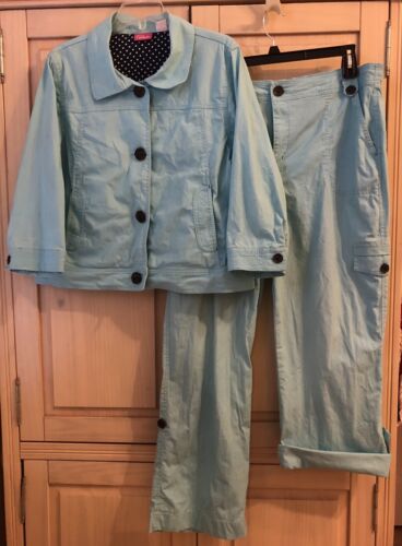 Juego de 2 piezas de traje para mujer Cappagallo + pantalones algodón azul pesado grande/16 - Imagen 1 de 12