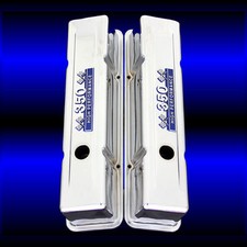Tall Valve Covers Fits Sbc 350 Chevy Blue 350 High Performance Emblems Chrome