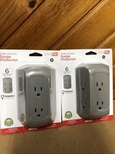 Lot Of 2 GE UltraPro 6-Outlet Surge Protector Side Access Grey New