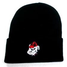 Georgia Bulldogs flat cotton applique on Black beanie  cap hat. See details