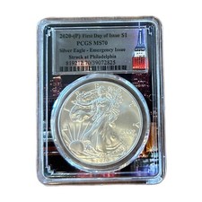 2020-P Silver Eagle PCGS-MS70 Emergency Issue FDOI Empire State Building Label