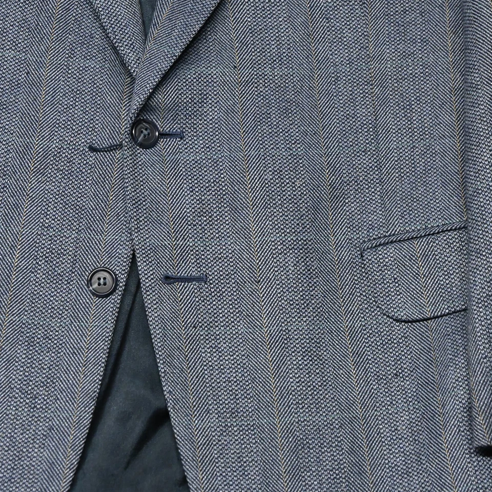 Vtg Stafford 44R Blue Woven Tweed USA Made Mens Blazer Suit Jacket Sport Coat - Image 3 of 4