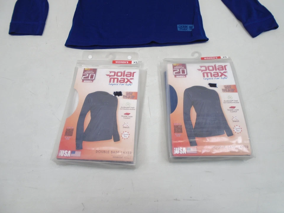 POLARMAX 2C31N 2.0 MUJER X-PEQUEÑO AZUL DOBLE CAPA BASE CUELLO REDONDO TOP (JUEGO DE 2) Foto 4 de 4