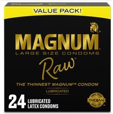 Trojan Magnum Raw Large Size Condoms - 24 Count