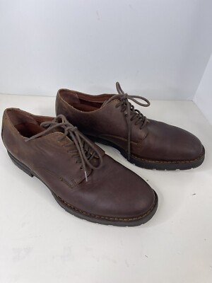 Born Brown Leather Oxford Shoes Size Men\'s 11 Born Shoes Todd Plain Toe Oxfords, Dk Brown Pyramid | Casual  main image 3