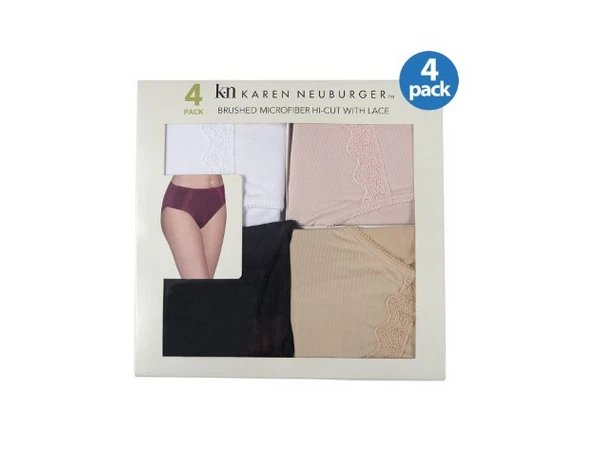 Karen Neuburger Mujer Ropa Interior Corte Alto Con Encaje, Paquete de 4 Panty Talla Pequeña Foto 3 de 3