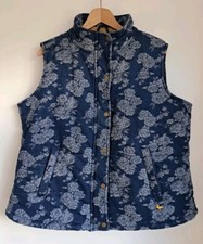 Country Rose Gilet Floral Denim Edinburgh Woollen Mill Size L Gilet Jacket Blue