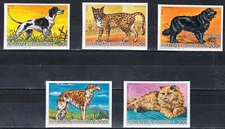 W CENTRAL AFRICA 0805v-809v DOGS CATS IMPERFORATED SET