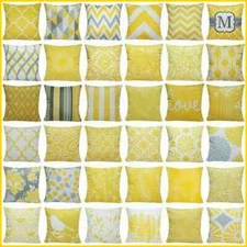 Cushion Cover Yellow Soft Velvet Pillow Case Double-Sided Sofa Home Decor 22x22"