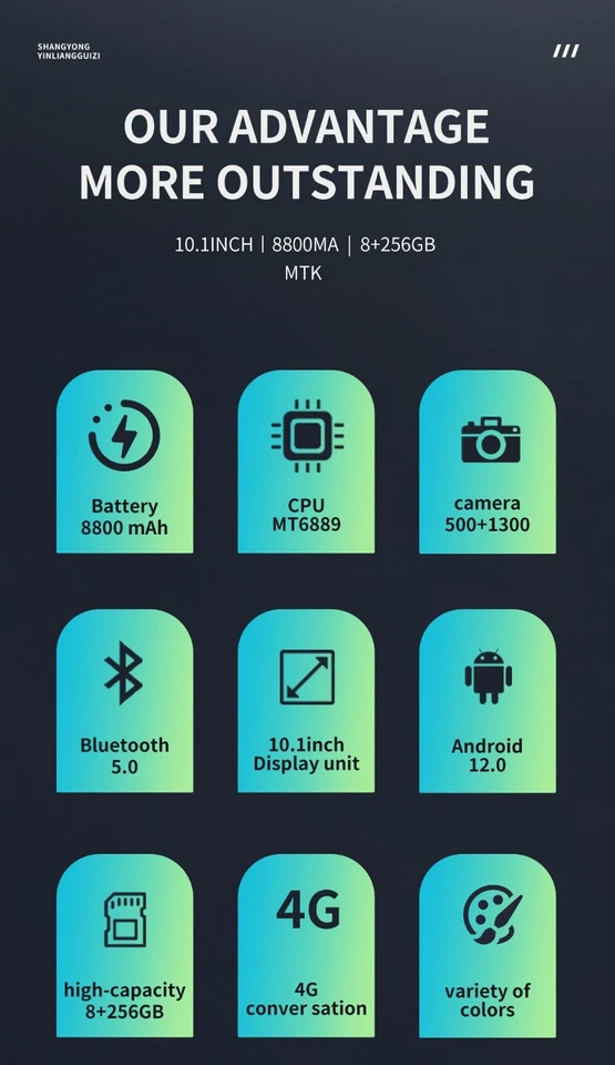 New 10.1" Android 12 8GB 256GB Tablet, Wifi 5G 4G SIM Keyboard Included - Image 3 of 4