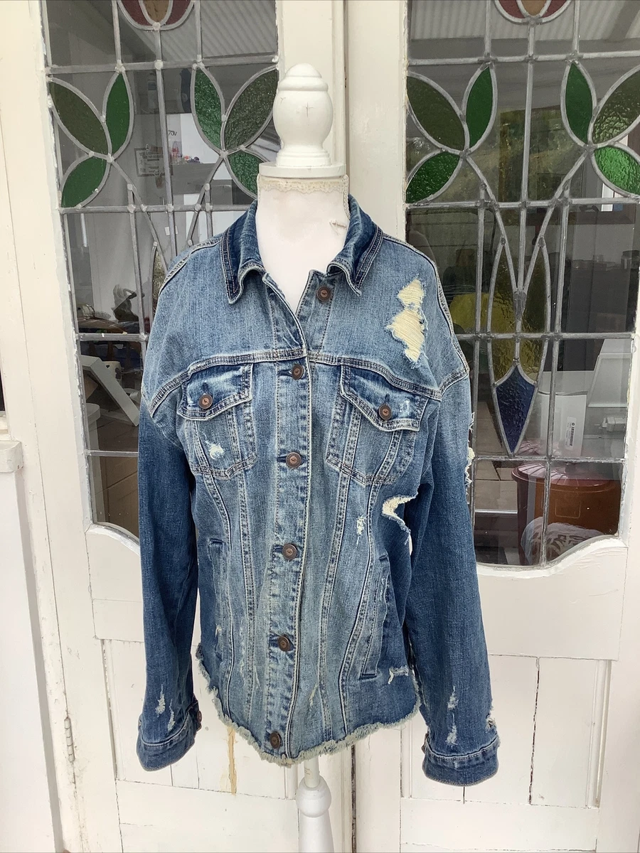 Hollister ripped sales jean jacket