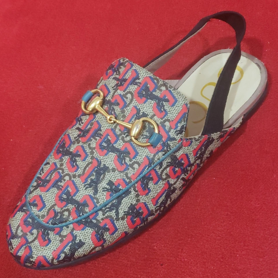 Gucci Princetown Supreme Kids Unisex Shoes Slides Beige Logo Size 33 US 2 - Image 3 of 4