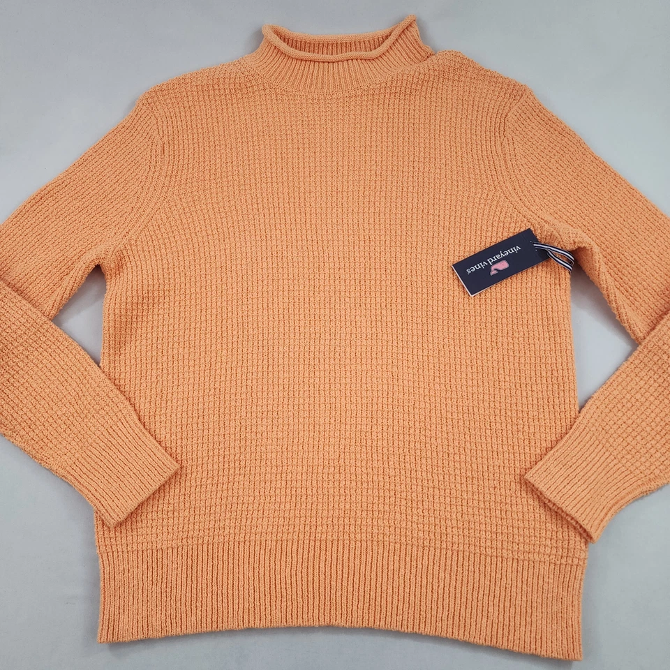 Vineyard Vines Suéter M Mediano Gofre Rollo Cuello Simulado Naranja 1E001647 $198 Para Hombre Foto 2 de 4