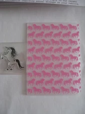 NEW CLEAR UNICORN w HEART STAMP & UNICORN EMBOSSING FOLDER ~ Girl Birthday Cards
