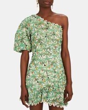 Farm Rio Women's Green Lined Mini Toucans One Shoulder Dress Size XL