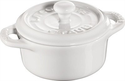 Staub Keramik 6 er Set Mini Cocotte rund weiß 10 cm Auflaufform Souflee-Form