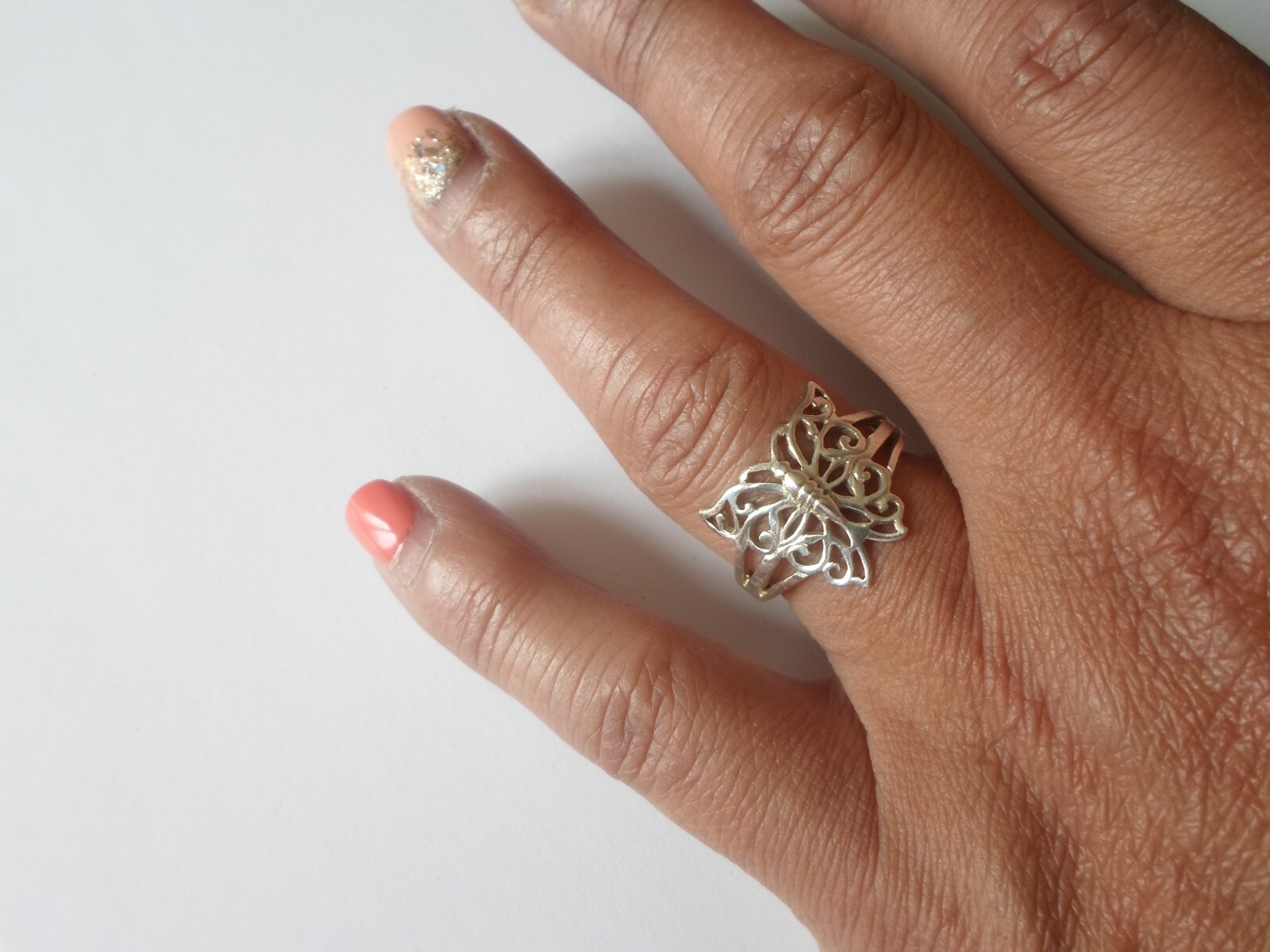solid silver ring, openwork butterfly, size 58 - image 2