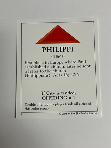 VTG 1991 Bibleopoly Board Game Replacement Pieces: Set of 24 Deed Property Cards - Picture 3 of 12