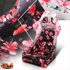 NRG Innovations FRP-302-SAKURA Large Vegan Satin Fixed Back Bucket Racing Seat