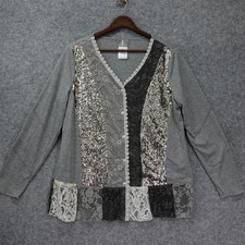 Y2K Fairycore Patchwork Blouse Women MEDIUM Coquette Sequin Lace FAIR LADY 40