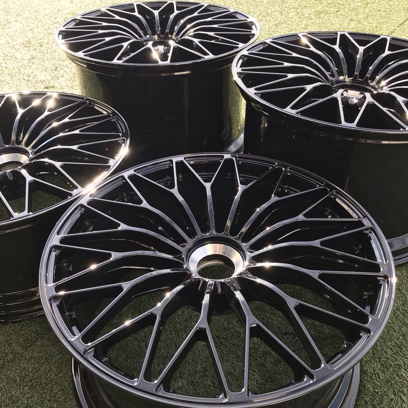 20 21 LAMBORGHINI SV SVJ GL0SS BLACK RIMS OEM GENUINE SET 4 APPTECH FORGED
