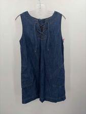 Pre-Owned Talbots Blue Size 8P Denim Shift Knee Length Sleeveless Dress