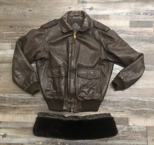 VTG Jeffrey Banks for Lakeland Mens Bomber Flight Brown Leather Jacket Size 40