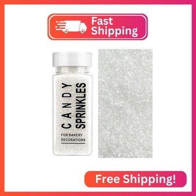 White Sanding Sugar Sprinkles, 4.6 oz Edible Sparkling Sugar Crystals for Baking