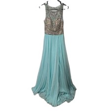 Cassandra Stone Mac Duggal Turquoise Rhinestone Evening Party Prom DressSize 6