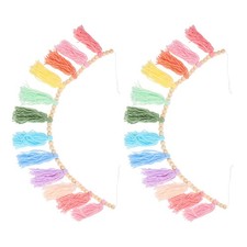 2 Pcs Boho Tassel Garland With Wood Beads Pastel Rainbow Wall Hanging Decoration