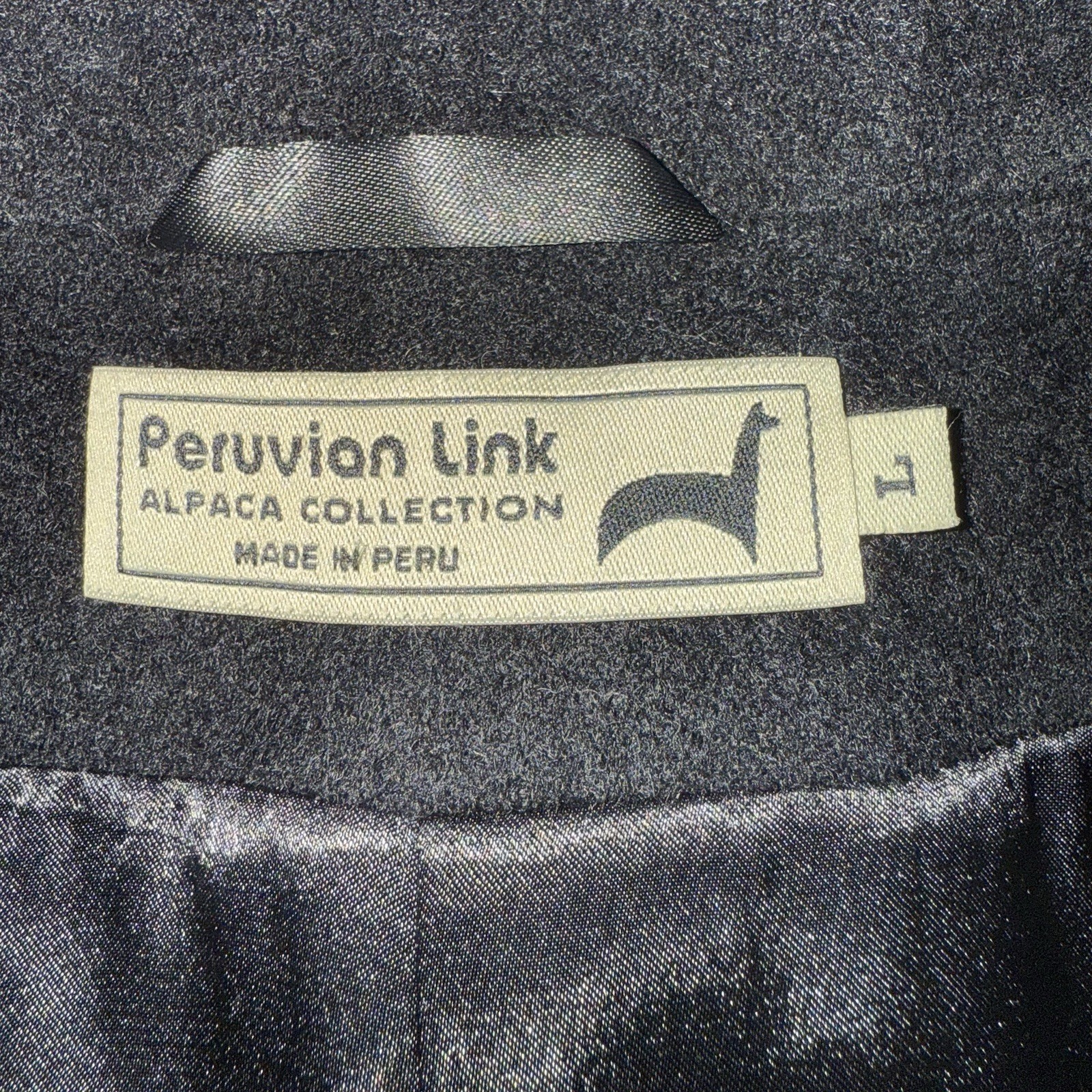 Peruvian Link Collection Baby Alpaca Wool Large Jacket Black Made In Peru RARE image 6