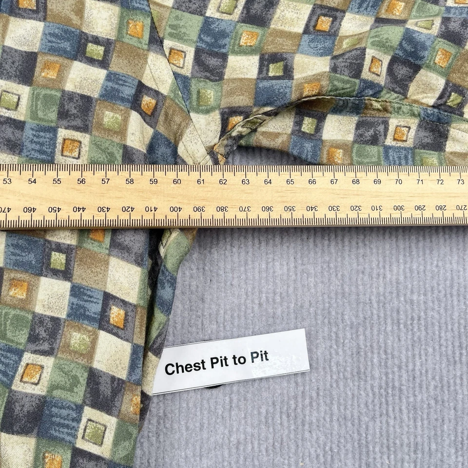 Pierre Cardin Rayon Shirt XL Vintage 90s Geometric Pattern Short Sleeve Korea - Image 4 of 4