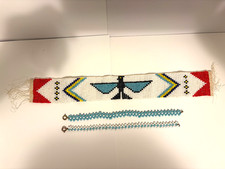 Native American Style Beaded Thunderbird Hatband or Decor Piece 2 Bracelets