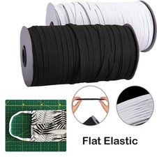 Flat Elastic Cord White/ Black Elastic Cord 3/4/5/6/7/9/12/25mm Sewing Masks