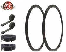 ALTA BICYCLE 700 x 23c LIGHTWEIGHT BLACK TOURING TIRES 60MM PRESTA TUBES (6pc).