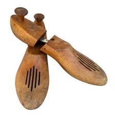 Antique Pair Of Wooden Shoe Tree Stretcher Keeper Form Made In Yugoslavia VTG