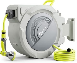 Retractable Garden Hose Reel Grey UV Resistant 30m 2m 180°Swivel Bracket