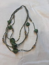 necklace, women, plastic beads, green with ye...