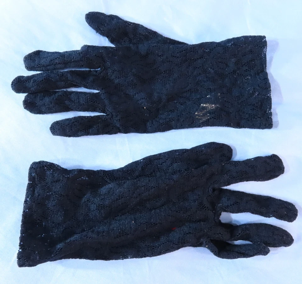GUANTES MORRIS DE ENCAJE NEGRO de colección elásticos de nailon de malla floral de encaje TALLA ÚNICA 6-7-8 Foto 4 de 4