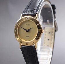 [Exc+5]  Vintage Gucci 3000L 25mm Gold Dial Quartz Women's Watch