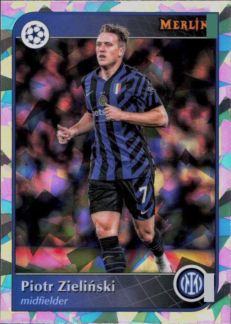 クルゼフスキ　topps merlin 直筆サインカード　PSA10 Piotr Zieliński 2024-25 Topps Merlin UCC Cracked Ice Refractor #94