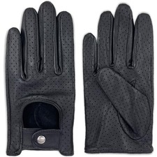 Womens Elegant Genuine Lambskin Leather Driving Medium Black-touch Screen/Mesh