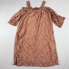 Ces Femme Peach Lace Off-Shoulder Dress with Straps