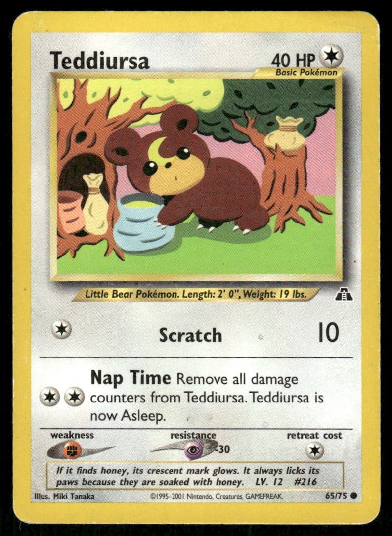 Pokemon Tcg Teddiursa #65 Pokemon Neo Discovery MP