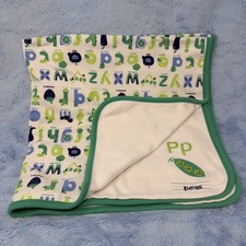 Gymboree Peas Alphabet ABC Baby Blanket PP green white FLAW Read Description